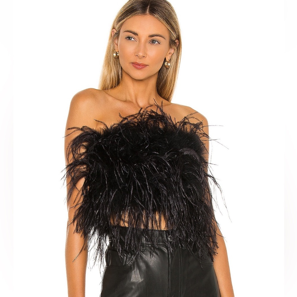 Lamarque Black Feathered Strapless Top